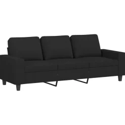 vidaXL 3-sitssoffa med fotpall Svart 180 cm tyg