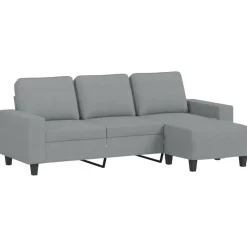 vidaXL 3-sitssoffa med fotpall ljusgrå 180 cm tyg