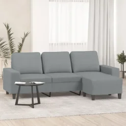 vidaXL 3-sitssoffa med fotpall ljusgrå 180 cm tyg