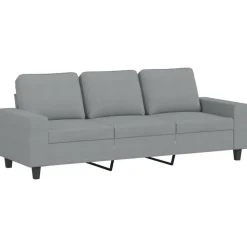 vidaXL 3-sitssoffa med fotpall ljusgrå 180 cm tyg