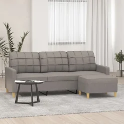 Discount vidaXL 3-sitssoffa med fotpall 180 cm tyg Taupe