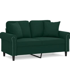 Clearance vidaXL 2-sitssoffa med prydnadskuddar 120 cm sammet Mörkgrön