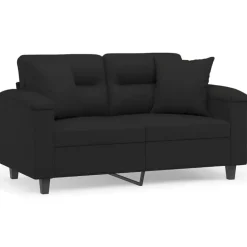 vidaXL 2-sitssoffa med prydnadskuddar svart 120 cm mikrofibertyg