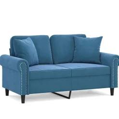 Sale vidaXL 2-sitssoffa med prydnadskuddar 120 cm sammet Blå