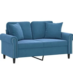 Sale vidaXL 2-sitssoffa med prydnadskuddar 120 cm sammet Blå