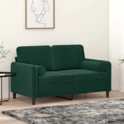vidaXL 2-sitssoffa med prydnadskuddar mörkgrön 120 cm sammet