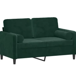 vidaXL 2-sitssoffa med prydnadskuddar mörkgrön 120 cm sammet