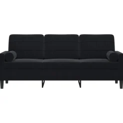 vidaXL 3-sitssoffa med prydnadskuddar svart 180 cm sammet