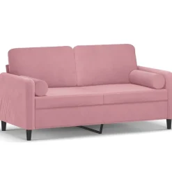 vidaXL 2-sitssoffa med prydnadskuddar rosa 140 cm sammet