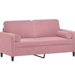 vidaXL 2-sitssoffa med prydnadskuddar rosa 140 cm sammet