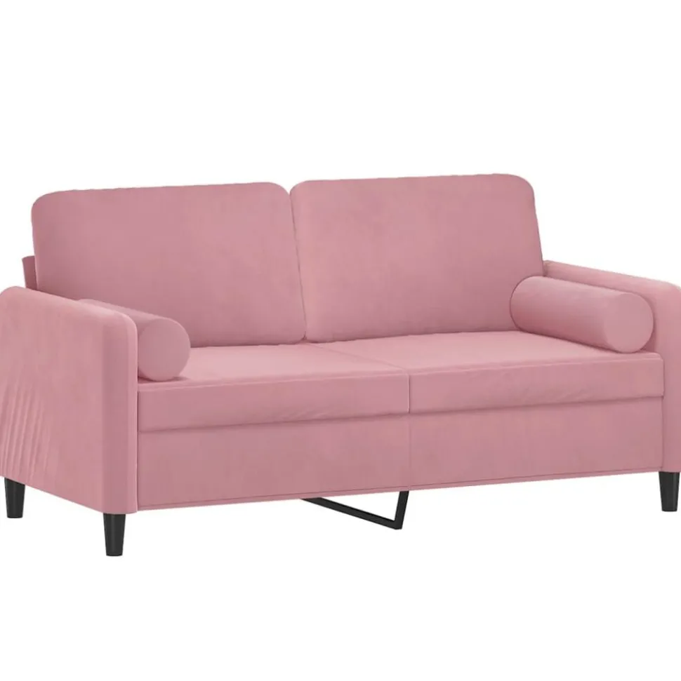 vidaXL 2-sitssoffa med prydnadskuddar rosa 140 cm sammet