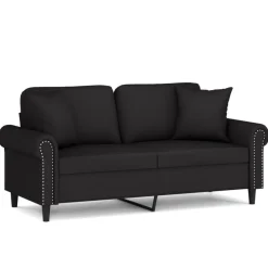 Sale vidaXL 2-sitssoffa med prydnadskuddar 140 cm sammet Svart
