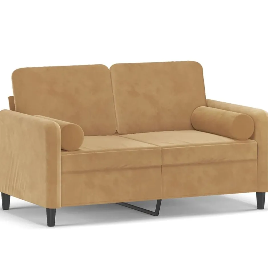 Sale vidaXL 2-sitssoffa med prydnadskuddar 120 cm sammet Brun