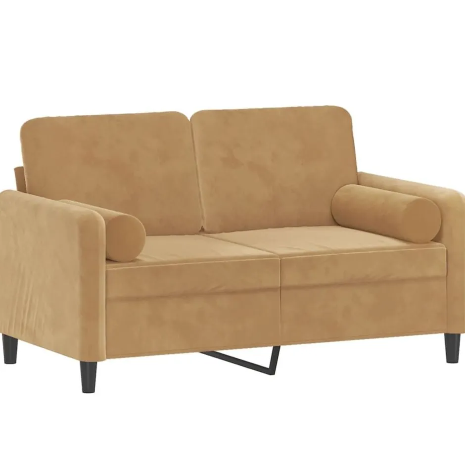 Sale vidaXL 2-sitssoffa med prydnadskuddar 120 cm sammet Brun