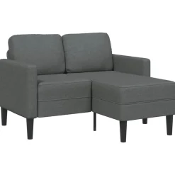 Online vidaXL 2-sitssoffa med schäslong L-formad 125 cm tyg Mörkgrå