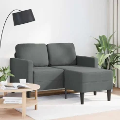 Online vidaXL 2-sitssoffa med schäslong L-formad 125 cm tyg Mörkgrå