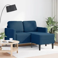 vidaXL 2-sitssoffa med schäslong L-formad blå 125 cm tyg
