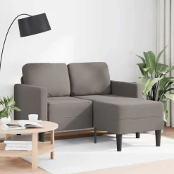 vidaXL 2-sitssoffa med schäslong L-formad taupe 125 cm tyg
