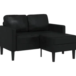 vidaXL 2-sitssoffa med schäslong L-formad svart 125 cm konstläder
