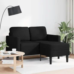 vidaXL 2-sitssoffa med schäslong L-formad svart 125 cm konstläder