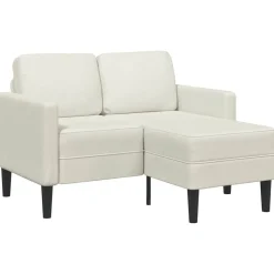 vidaXL 2-sitssoffa med schäslong L-formad gräddvit 125 cm sammet