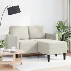 vidaXL 2-sitssoffa med schäslong L-formad gräddvit 125 cm sammet
