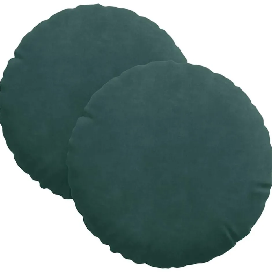 Best vidaXL Sittkuddar 2 pcs Ø30 x 13 cm Sammet Mörkgrön
