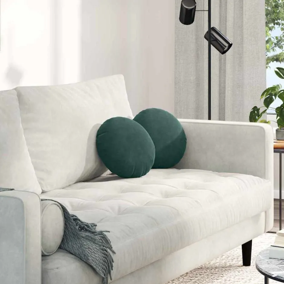 Best vidaXL Sittkuddar 2 pcs Ø30 x 13 cm Sammet Mörkgrön