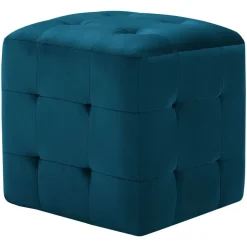 vidaXL Sittpuff 2 st blå 30x30x30 cm sammetstyg