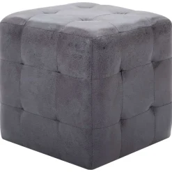 vidaXL Sittpuff 2 st grå 30x30x30 cm konstmocka