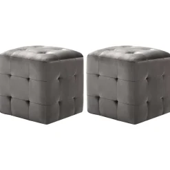 Sale vidaXL Sittpuff 2 st 30x30x30 cm sammetstyg Grå