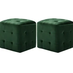 Clearance vidaXL Sittpuff 2 st 30x30x30 cm sammetstyg Grön