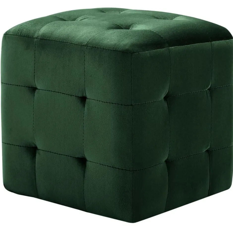 Clearance vidaXL Sittpuff 2 st 30x30x30 cm sammetstyg Grön