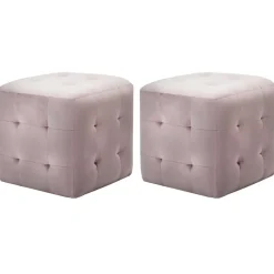 vidaXL Sittpuff 2 st rosa 30x30x30 cm sammetstyg