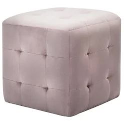 vidaXL Sittpuff 2 st rosa 30x30x30 cm sammetstyg