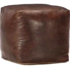 New vidaXL Sittpuff 40x40x40 cm äkta getskinn Mörkbrun