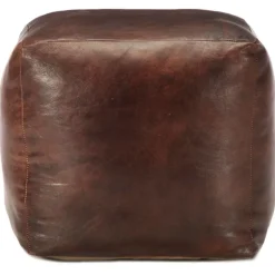 New vidaXL Sittpuff 40x40x40 cm äkta getskinn Mörkbrun
