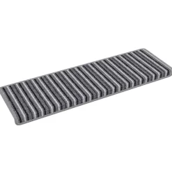 Best vidaXL Självhäftande trappmattor Randig 15 pcs 65 x 21 x 4 cm Grå