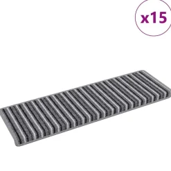 Best vidaXL Självhäftande trappmattor Randig 15 pcs 65 x 21 x 4 cm Grå