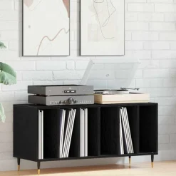 Discount vidaXL Skivskåp med hylla 100 x 38 x 48 cm Konstruerat trä Svart ek