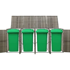 vidaXL Skjul för fyra soptunnor grå 274x80x117 cm konstrotting