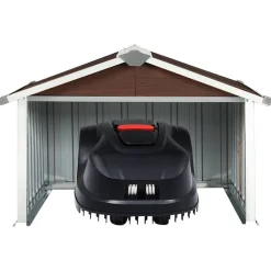 vidaXL Skjul för robotgräsklippare 92x97x63 cm galvaniserat stål brun