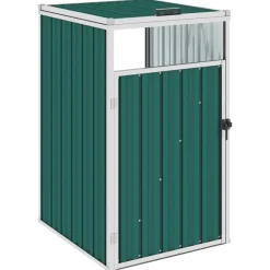 vidaXL Skjul till sopkärl grön 72x81x121 cm stål