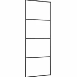 Discount vidaXL Skjutdörr frostat ESG-glas och aluminium 76x205 cm Svart