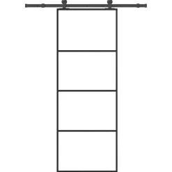 Sale vidaXL Skjutdörr med beslagset ESG glas och aluminium 76x205 cm Transparent