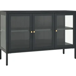 vidaXL Skänk antracit 105x35x70 cm stål och glas