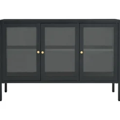 vidaXL Skänk antracit 105x35x70 cm stål och glas