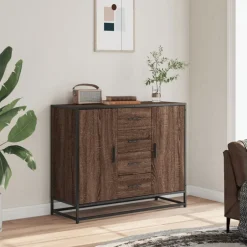 Hot vidaXL Skänk 92x35x76 cm konstruerat trä brun ek
