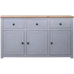 Outlet vidaXL Skänk 135x40x80 cm massiv furu panama Grå