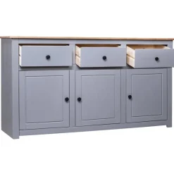 Outlet vidaXL Skänk 135x40x80 cm massiv furu panama Grå